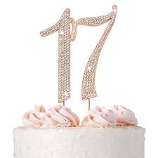 Check spelling or type a new query. Amazon Com 17 Cake Topper Premium Rose Gold Metal 17th Birthday Party Sparkly Rhinestone Decoration Makes A Great Centerpiece Now Protected In A Box Grocery Gourmet Food