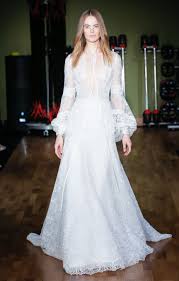 Modern Bishop Sleeve Wedding Dress Maria Rivini Fall 2018 Delicate Lace Gown With Modern Bishop Sleeves And Ribbon Tie Plunging V Neck Perfect Wedding Dress Dazzling Dress Lace Back Dresses