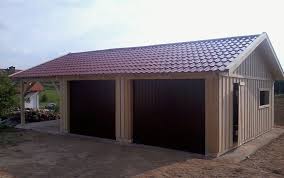 Doppelgarage Holzgarage Mit Satteldach Fertiggarage Mit Carport 9m X 6m Holzgarage Fertiggaragen Doppelgarage