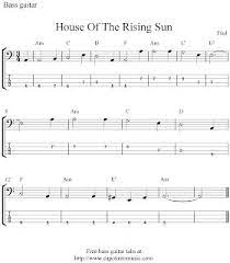 Free Printable Sheet Music Free Bass Tab Sheet Music House Of The Rising Sun Bass Tabs Guitar Sheet Music Bass Guitar Tabs