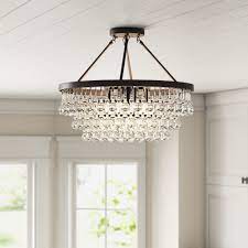 We have this lighting in all styles and sizes we have them in crystal, iron or the simple traditional flush mount chandeliers, contact our sales team for any of your. Rosdorf Park Mcknight 9 Light 23 6 Chandelier Style Tiered Semi Flush Mount Reviews Wayfair