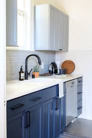 Step out of the single color zone: Two Tone Grey And Blue Kitchen Backsplash Contemporary Kitchen San Francisco By Fireclay Tile Houzz