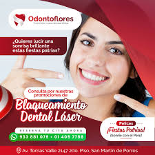 Quieres lucir una sonrisa brillante en nuestras fiestas patrias? 🇵🇪 😁 Te  invitamos a consultar por nuestras promociones en blanqueamiento dental.  ¡No te quedes sin conocer nuestras ofertas! 👉 En Clínica OdontoFlores -