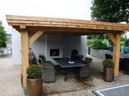 vrijstaande overkapping van lariks douglas hout tuin tuin ideeen achtertuin