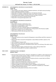 lead, housekeeping resume samples