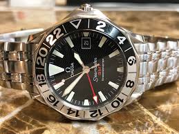Omega Seamaster 300m Gmt 50th Anniversary 41 5mm Black Wave 2534 50 With Bracelet Sansom Watches Rolex Breitling Omega And More