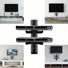 2 tier shelf for stb dvd cable box hd ps4 atsc android tv wall mount bracket lcd. Double Twin Two Glass Floating Shelves Shelf For Dvd Sky Box Tv Ps4 Wall Mounted Ebay