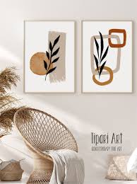 abstract botanical print set neutral wall art minimalist abstract shapes painting boho decor modern bedroom art canvas print earth tone neutral wall art bedroom art minimalist painting