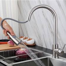 Browse kitchen sinks by stainless steel guage, number of bowls, dimensions or installation type. 360 Rotate Single Level Stainless Steel Kitchen Sink Mixer Faucet With Pull Out Sprayer Shopee Malaysia