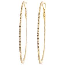 These shiny, high polish earrings are great for anyone, the latch holds the earrings. Large Diamond Inside Out Hoop Earrings 14k Yellow Gold 3 4 Carat Diamond Hoops For Sale At 1stdibs