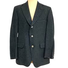 Edgar Pomeroy Gray Herringbone Bespoke Three Button Sport Coat 40R