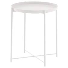 Fresh colors and modern design style are present in this piece that will stand. Jane Eyre Tray Metal End Table Small Round Side Table Accent Coffee Table Nightstand Bedside Table Anti Rust Outdoor Indoor Snack Table With Removable Tray H 20 6 X D 17 5 White