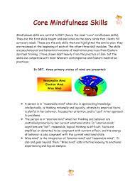 Core Mindfulness Skills Dialectical Behavior Therapy Dbt Mindfulness Therapy Worksheets