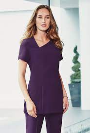 Plum Scooped Angle Neckline Beauty Tunic Beauty Therapist Uniform This Salon Uniform Is Smart And Pr Beauty Tunics Beauty Therapist Uniform Beauty Uniforms