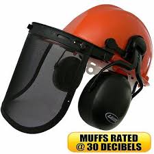 • attachable earmuffs • 3 attachable face shields: Chainsaw Safety Helmet With Ear Muffs Face Shield Ebay