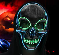 Light Up Costume Mask - Scary Glowing Face Mask with Lights for Masquerade  Party and Festival Costumes