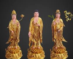 Hình ảnh về Bộ Tượng Tây Phương Tam Thánh – Đứng – Giác Vàng (Mẫu Đài Loan) 90cm
