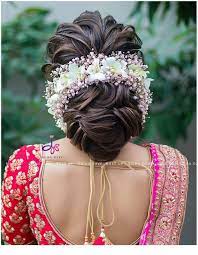 Indian Hairstyle With Tikli In 2021 Hair Styles Bridal Hair Buns Bridal Hairdo