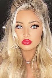 The Perfect Red Lip As Pretty As Red Flowers For Every Skin Tone Perfect Red Lips Blonde Ponytail Red Lip Makeup