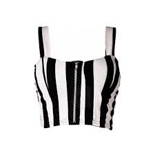 Black And White Striped Crop Tank Top Black White Thick Vertical Stripe Front Zip Bralet 9 05 Liked On Polyvore Featuring Tops Crop Tops Shirts Ring Gear Shirt Vetements Accessoires Bijoux