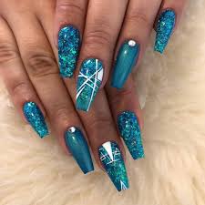 Finish product is 1 (one) 2.25in x 3in sticker sheet. Beautiful Autumn Nail Art Design To Try This Autumn Teal On Long Coffin Nails Autumn Nails Teal Nail Teal Nails Winter Nails Acrylic Coffin Nails Designs