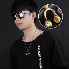Rock Bijou Cadeau Collier Casque Musique DJ Collier Casque Hip Hop Chaîne  Longue Pendentif Casque Collier