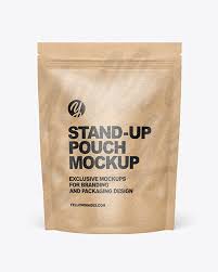 Kraft Paper Stand Up Pouch Mockup In Pouch Mockups On Yellow Images Object Mockups