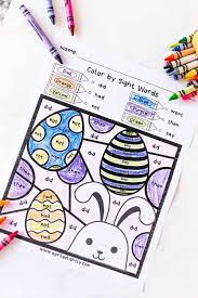 Make their days during their easter holidays enjoyable with these easter basket coloring pages printable Easter Coloring Pages Free Sight Words Printable For Kids April Golightly