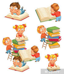 Fototapete Kinder lesen Bücher in der Bibliothek • Pixers® - Wir leben, um  zu verändern