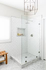 Corner Shower With Seamless Glass Partition Transitional Bathroom Behr Silver Drop Master Bathroom Shower Bathrooms Remodel Corner Shower