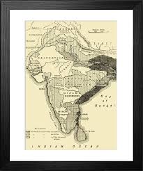 Framed Print of Heritage Images Print: Map of India, 1780-1800-1890. Framed Print from Heritage Images
