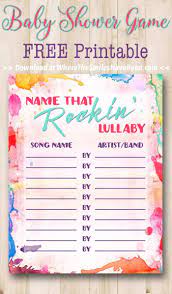 Baby Shower Game Free Printable Name That Rockin Lullaby Rock Baby Showers Printable Baby Shower Games Baby Shower Songs