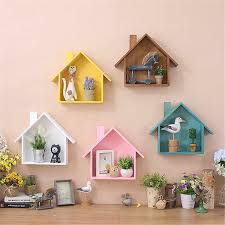Wooden Wall Decor Retro Village Colored Small House Wall Shelf Hanging Organizer Christmas Wall Decorations For Home Living Room Decorations For Home Decoration Wooden Wall Decor Christmas Wall Decor Diy Wooden Wall