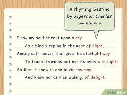 Each line ends with one of six words in a standard repetition. How To Write A Sestina 14 Steps With Pictures Wikihow