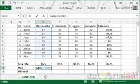 Cara Menghitung Nilai Rata Rata Max Dan Min Di Excel Microsoft Excel Matematika Microsoft