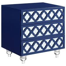 Shop wayfair for all the best blue nightstands. Posh Living Serenity 3 Drawer Mirrored Trellis Pattern Nightstand In Navy Blue Walmart Com Walmart Com