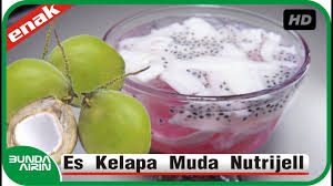 Masukkan cendol labu kuning ke dalam gelas lalu guyur dengan santan, sirup gula merah cair dan. Cara Membuat Es Kelapa Muda Nutrijell Resep Minuman Segar Indonesia Bunda Airin Youtube