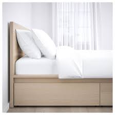Malm High Bed Frame 4 Storage Boxes White Stained Oak Veneer Luroy Ikea Malm Bed Frame High Bed Frame Malm Bed