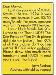 1994 letter about wanting to see a nude Thor. Hopefully she will be  watching TLAT this weekend to take in all of Thors glory : rmarvelstudios