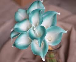 10 heads mini calla lily bridal wedding bouquet real touch flower bouquets (dark teal). 10 Teal White Center Calla Lilies Real Touch Flowers Diy Silk Etsy In 2021 Diy Wedding Flowers Bouquet Diy Wedding Bouquet Calla Lily Bouquet Wedding