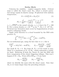 Check spelling or type a new query. Stellar Birth Criterion For Stability Neglect Magnetic Fields Critical