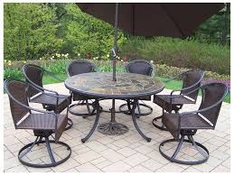The set comes in three different boxes. Oakland Living Stone Art Tuscany Steel Wicker 9 Pc Dining Set With Umbrella Ol9009490079s4005bn41019bk