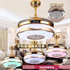 Hunter 52 4 blade led outdoor ceiling. 42 Inch Ceiling Fans With Lights Bluetooth Speaker Modern Invisible Leaf Chandelier Fan With Remote Control Shopee Malaysia