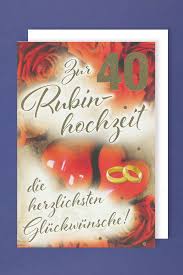 Inspirationen für deko und ganz viele geschenkideen zum hochzeitstag findest du hier! Rubin Hochzeit 40 Grusskarte Herzen Ringe Rosen 16x11cm Plus 3 Sticker Avancarte