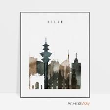 Milan Skyline Milan Poster Milan Italy Print Wall Art Travel Gift City Poster Travel Gift Hom In 2020 Wall Art Prints Etsy Wall Art Italy Print