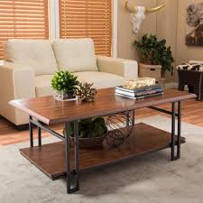 Baxton Studio Adalard Brown And Antique Bronze Coffee Table 28862 5493 Hd Sofa End Tables Metal Dining Table Coffee Table With Wheels