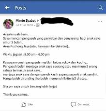 Berita meghan mencari pengasuh untuk bayinya sudah tersebar, termasuk gaji yang ia tawarkan tersebut. Buat Iklan Cari Pengasuh Je Pun Tapi Komen Membunuh Perasaan Yang Diterima Ibu Ini Memang Melampau Keluarga