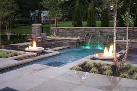 They also serve as a focal point for social gatherings, and because they come is such a. Led Intellibrite Lighting Dual Fire Pits And Wrap Around Seating Modern Pools Small Pools Spool Pool