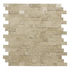 You should seal the travertine tile face prior to sticking them on the wall. Peel Stick Mosaics Peel And Stick Stacked Travertine 12 In X 12 In Multi Finish Natural Stone Travertine Linear Peel And Stick Wall Tile In The Tile Department At Lowes Com