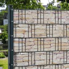 Sichtschutzzaun Mit Sandsteinmauer Motiv Pvc Sichtschutzstreifen Zaun Gartensichtschutz